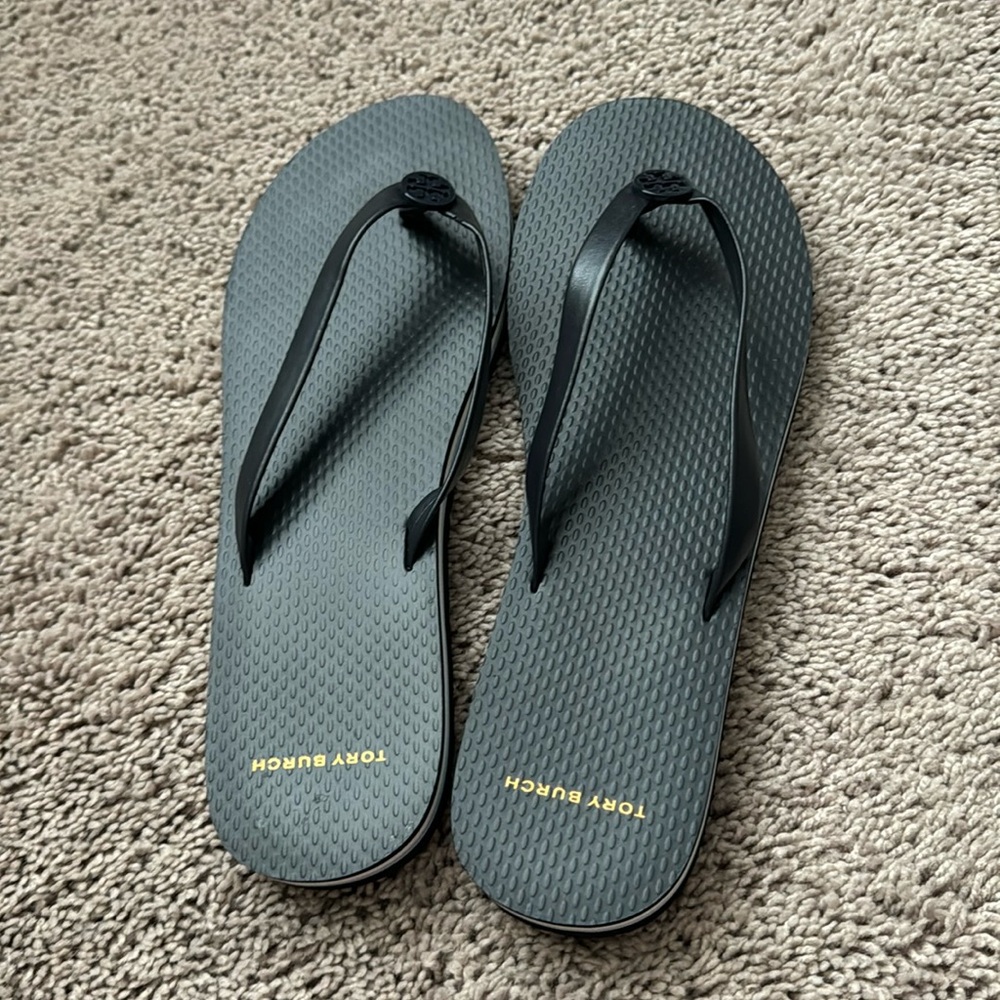 Navy Tory Burch Flip Flops